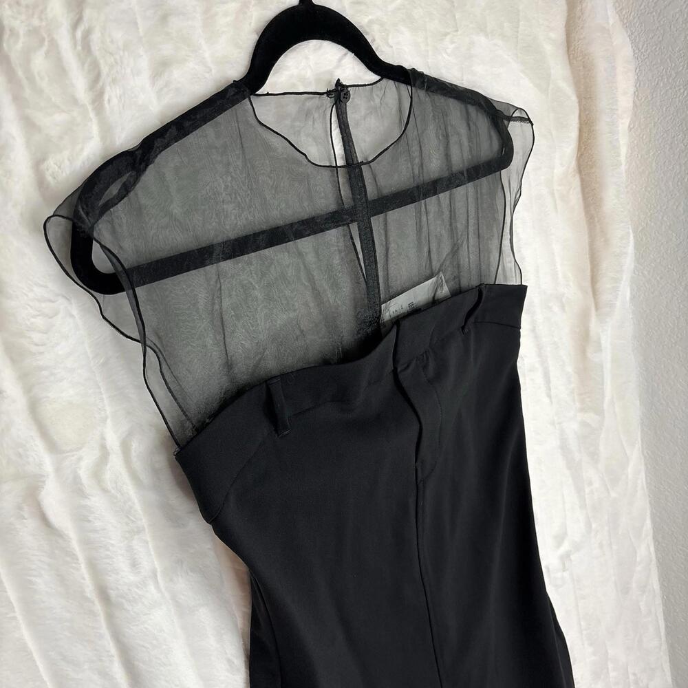 Zara Black Contrast Semi-Sheer Tulle MIDI Maxi Dress S NWT - Picture 3 of 6